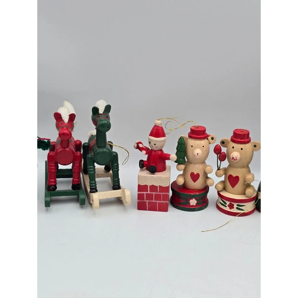 Unbranded Vintage Wooden Christmas Ornaments Mixed‎ Lot Multicolor Good Folk Art